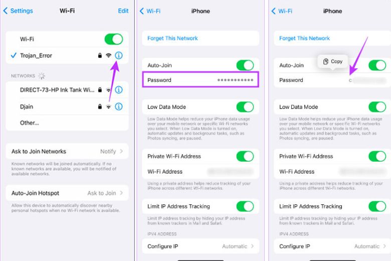 Chia sẻ mật khẩu wifi dạng plain text từ iPhone sang Android bước 2