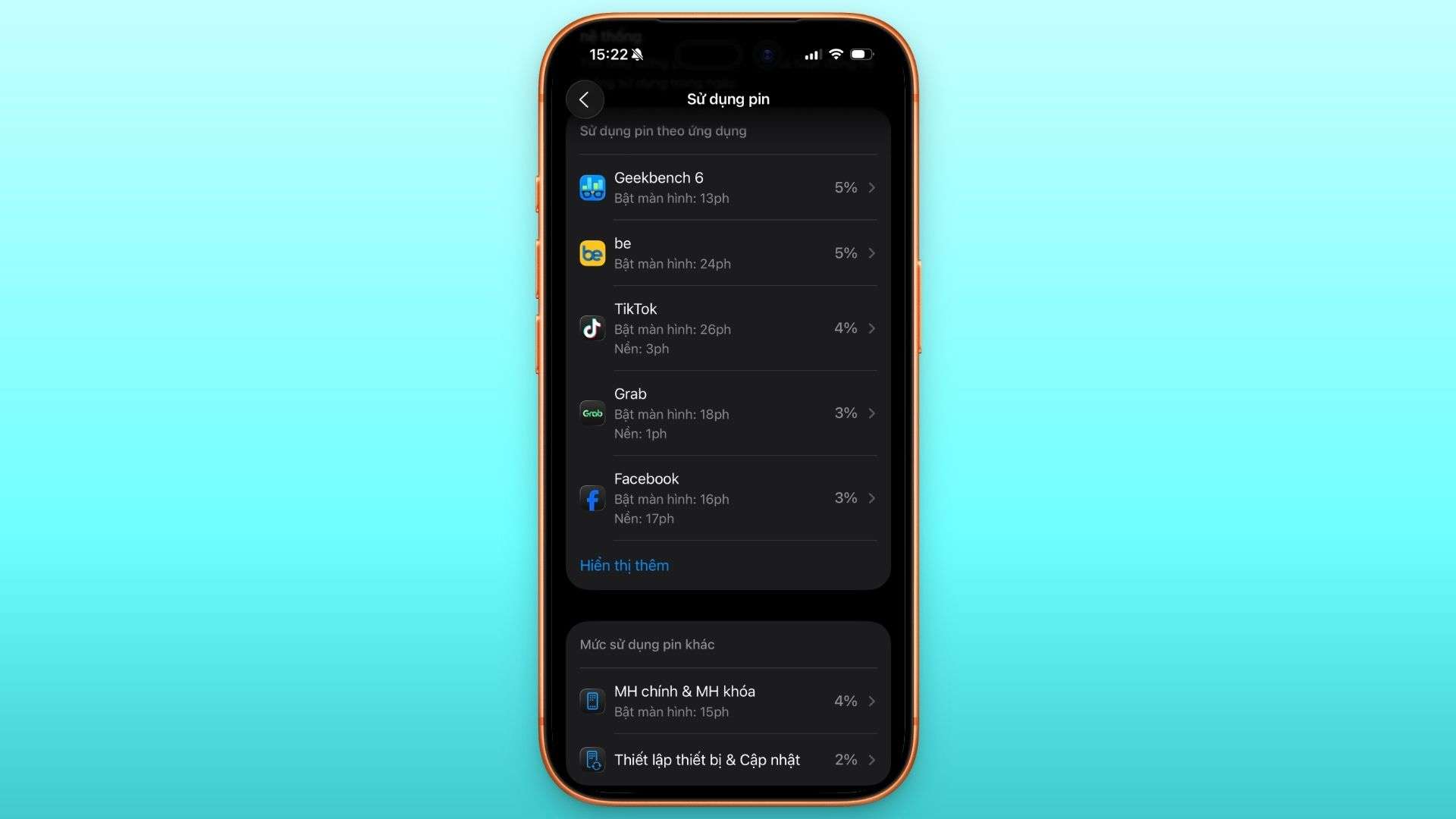 Thời lượng PIN tr&ecirc;n iOS 26.1