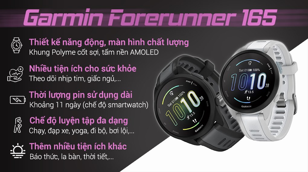 Tổng quan nổi bật của Garmin Forerunner 165