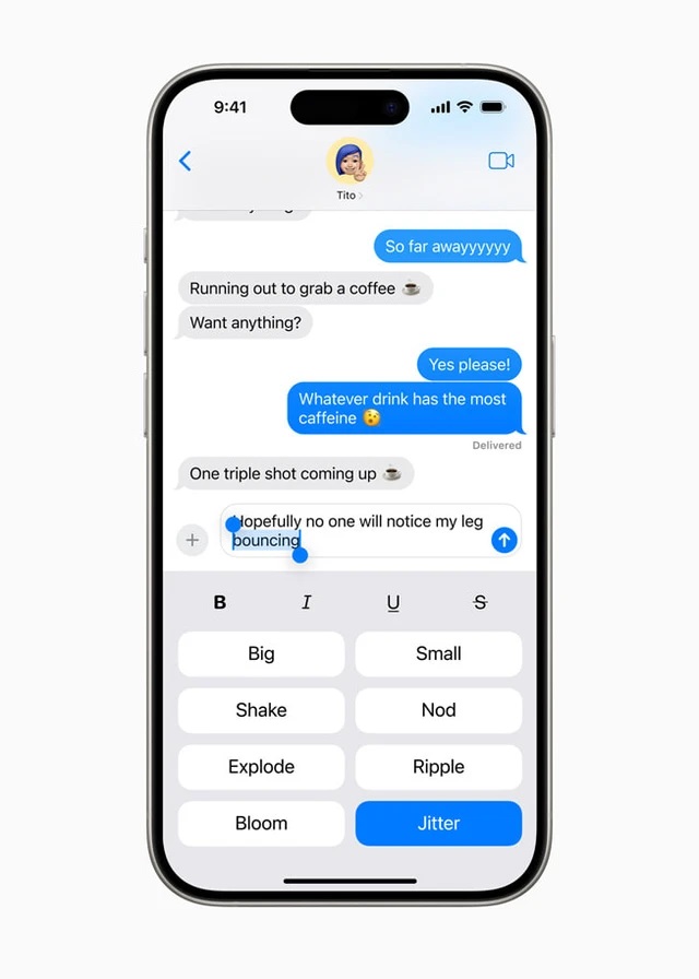 Ứng dụng Tin nhắn trên ios 18