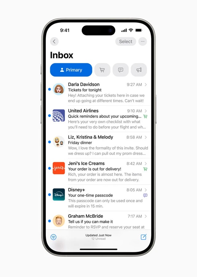 Ứng dụng Mail trên ios 18